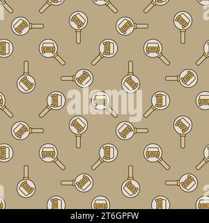 Car Sharing Search vector Magnifier with Auto concept colored seamless pattern Stock Vector