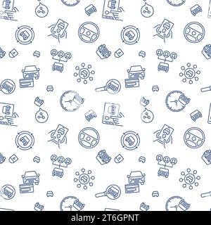 Carsharing seamless background - vector Car Rental concept outline pattern Stock Vector