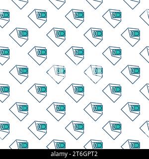 Cash in Open Envelope vector Salary concept colored seamless pattern Stock Vector