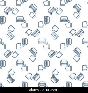 Thumbs Up with Car vector Car Sharing concept thin line seamless pattern Stock Vector