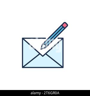 Envelope and Pencil vector Email Edit concept colored icon or sign Stock Vector