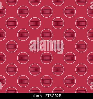 Circle with Shipping Container vector concept red seamless pattern in outline style Stock Vector