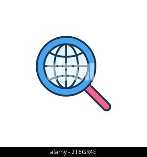 Magnifier with Globe vector concept colored icon or symbol Stock Vector