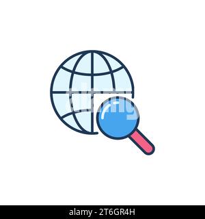 Globe with Magnifying Glass vector concept colored icon or symbol Stock Vector