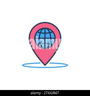 Geo Pin with Globe inside vector concept colored icon or design element Stock Vector