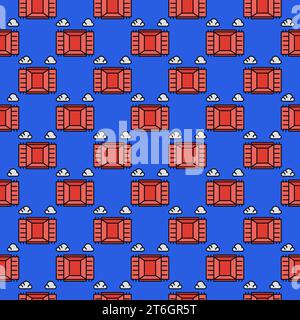 Opened Shipping Red Container vector Transportation concept colored seamless pattern Stock Vector