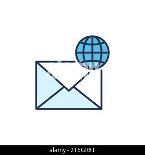 Earth Globe and Envelope vector Online Email concept colored icon or sign Stock Vector
