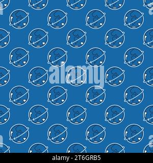 Earth with Arrow Around vector concept colored seamless pattern Stock Vector