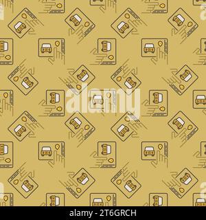 Car sharing App on Tablet Screen with Hand vector concept yellow seamless pattern Stock Vector