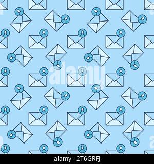 Circle with Man and Envelope vector Email concept colored seamless pattern Stock Vector