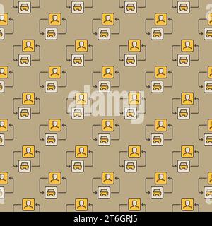 Carsharing vector Man and Car with Arrows concept colored seamless pattern Stock Vector