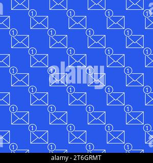 Envelope with One number in Circle vector 1 New Email concept blue line seamless pattern Stock Vector