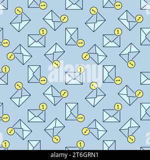 1 Number in Circle and Envelope vector One New Email concept colored seamless pattern Stock Vector