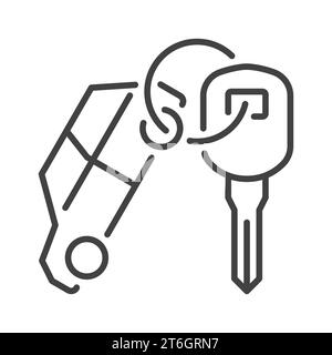 Car Key with Keychain vector Hire concept thin line icon or symbol Stock Vector