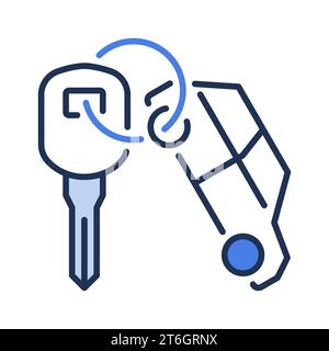 Keychain and Car Key vector Rental concept blue icon or design element Stock Vector