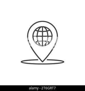 Globe Geo Pin vector concept outline icon or symbol Stock Vector