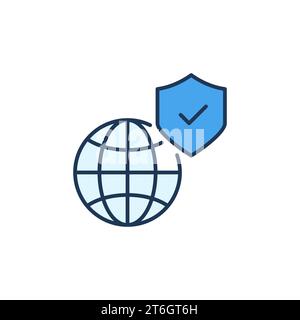 Globe with Shield vector concept colored icon or design element Stock Vector