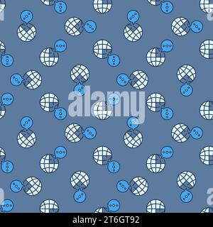 Globe and Speech Bubble vector concept colored seamless pattern Stock Vector