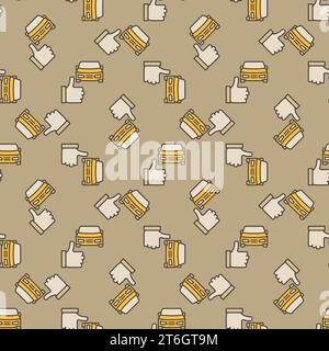 Car and Thumbs Up vector Carsharing concept colored seamless pattern Stock Vector