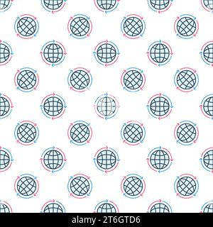 Globe with Round Arrows vector concept colored seamless pattern Stock Vector