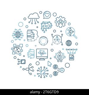 Neural Network concept circle-shaped line golden banner - vector Future ...
