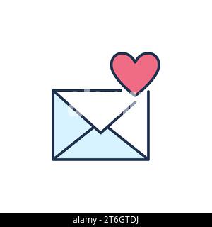 Heart on Envelope vector Email Like Button concept colored icon or logo element Stock Vector
