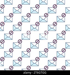 Ban sign on Envelope vector Email Prohibition concept colored seamless pattern Stock Vector