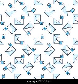 Close Padlock and Envelope vector Email Locked concept colored seamless pattern Stock Vector