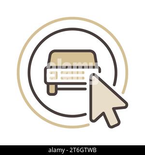 Mouse Cursor on Car Sharing App Button vector concept colored icon or design element Stock Vector