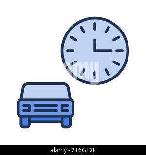 Car and Time vector Rental concept blue icon or symbol Stock Vector
