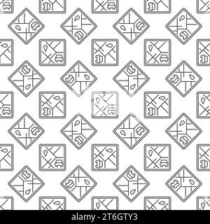 Car Sharing Map App vector concept seamless pattern in outline style Stock Vector