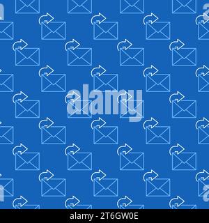 Reply to Email Message concept blue thin line seamless pattern Stock Vector