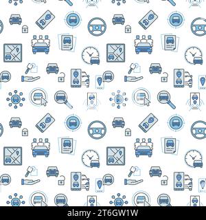 Carsharing vector carpooling concept blue Seamless Pattern Stock Vector