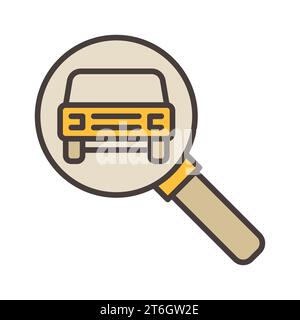 Car Sharing Search vector Magnifier with Auto concept colored icon or sign Stock Vector