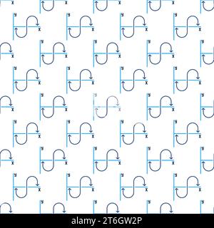 Mathematics Function or Graph vector Analysis Curve concept colored seamless pattern Stock Vector
