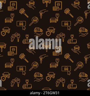 Car Hire Agency vector concept thin line creative seamless pattern or background Stock Vector