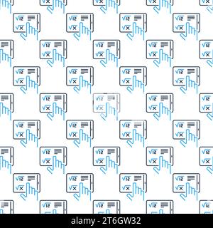 Math Education on Tablet Device vector Online Mathematics Learning concept colored seamless pattern Stock Vector