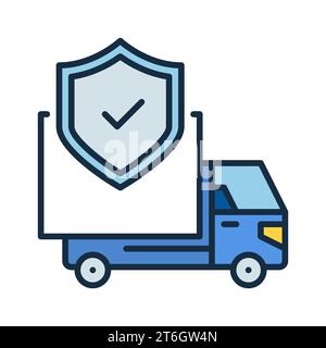 Delivery Truck Insurance vector Shield concept colored icon or logo element Stock Vector