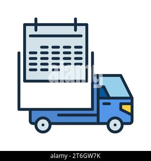 Delivery Truck with Calendar vector concept colored icon or logo element Stock Vector