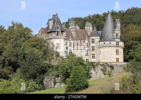 Puyguilhem Castle. In the Périgord Vert countryside, the Château de Puyguilhem, built in the 16th century, has a Renaissance style close to that of th Stock Photo