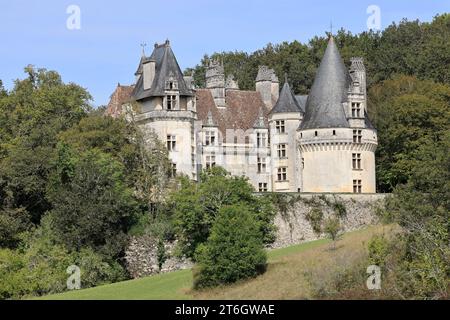 Puyguilhem Castle. In the Périgord Vert countryside, the Château de Puyguilhem, built in the 16th century, has a Renaissance style close to that of th Stock Photo