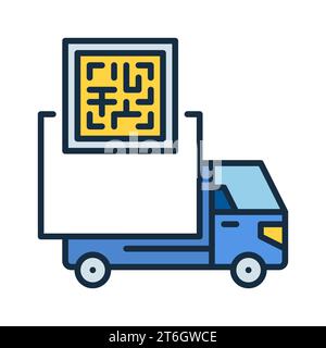 Delivery Truck and QR Code vector concept colored icon or design element Stock Vector