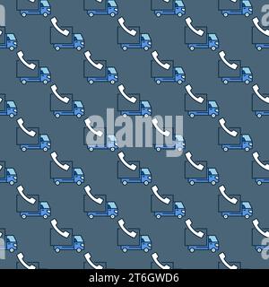 Delivery Truck and Phone vector concept colored seamless pattern Stock Vector