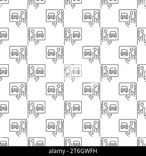 Tablet with Carsharing App vector concept outline minimal seamless pattern Stock Vector