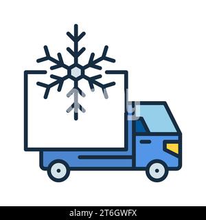Truck Refrigerator and Snowflake vector concept colored icon or design element Stock Vector