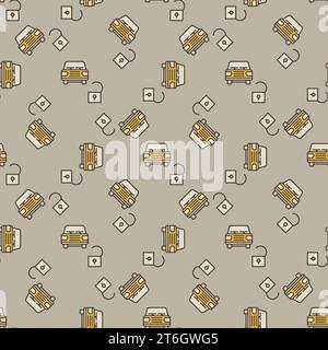 Opened Car vector concept colored modern seamless pattern Stock Vector