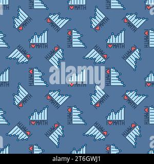 I Love Math vector Mathematics concept colored seamless pattern Stock Vector