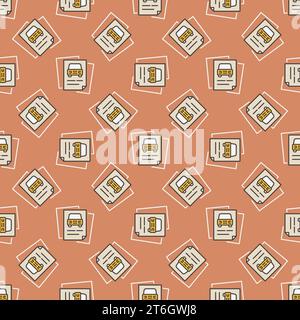Car Sharing Documents vector concept colored seamless pattern Stock Vector