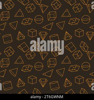 Mathematics Figures dark linear seamless pattern - Geometry Science concept vector background Stock Vector