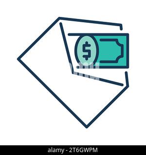 Cash in Open Envelope vector Salary concept colored icon or sign Stock Vector